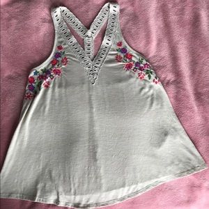 Hollister Cream Embroidered Shirt